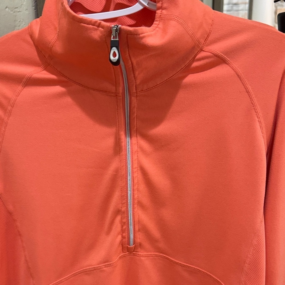 Vibrant Orange Quarter-Zip Women's Sweatshirt Size Medium Kate Lord - Picture 3 of 6